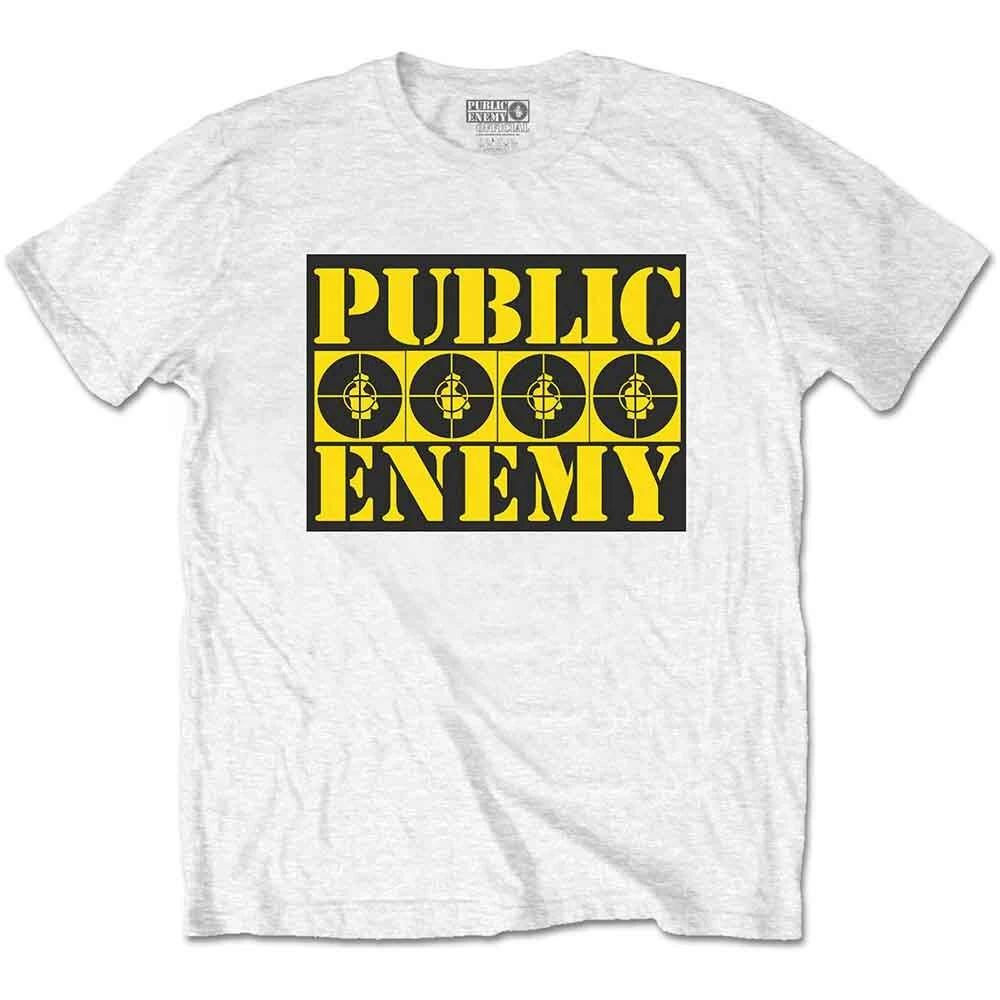 Public Enemy T Shirt Four Logos Official Mens White L S