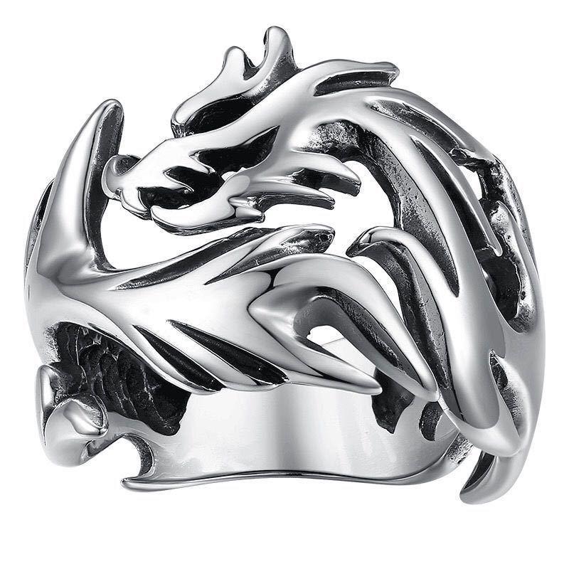 New Luminous Dragon Pattern Wide Band Ring for Men and Women - Ethnic Chinese Style, Large Size, and Perfect for Couples