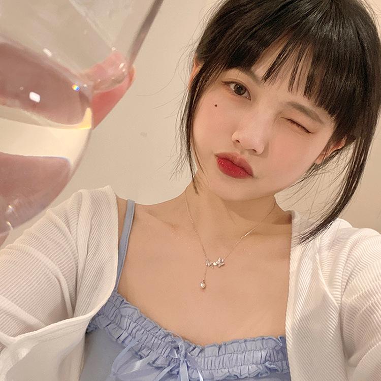 Luxury Korean Silver Butterfly Pearl Necklace - Stylish Summer Clavicle Chain for Women