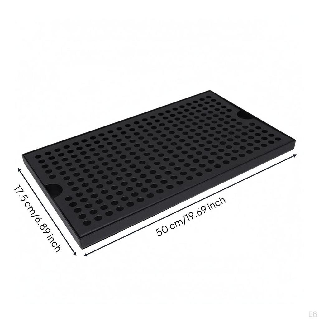 Stainless Steel Drop Tray Drainage Holes Bar Finger Grips Silver 30CM