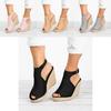 Elegant Women's Sandals Casual Wedges Heel Straw Platform Peep Toe Ladies Buckle Shoes