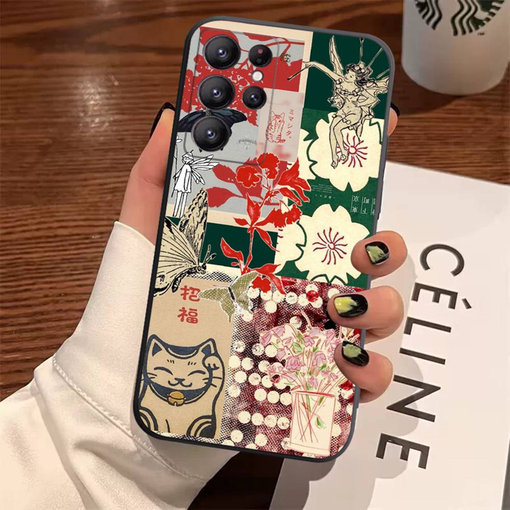 China Chic Mosaic Graffiti Green Rattan Case For Samsung Galaxy Case S25 S23 S22 S21 S30 S20 S10 Ultra Plus FE TPU Soft Cover