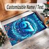 Mermaid Underwater Theme Crystal Velvet Rug Personalized Custom Name Text Soft Floor Mat Home Decor