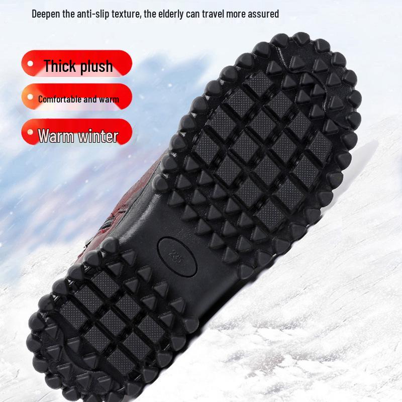 Cizme de iarnă din lână pentru femei: Antiderapant, Talpă moale, Bumbac călduros pentru persoane de vârstă mijlocie și vârstnici