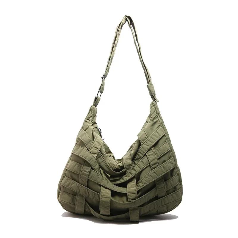 Crossbody Bag with Custom Niche Design  Three-dimensional Hollow Fabric Shoulder Bag  Large Capacity  Travel Storage