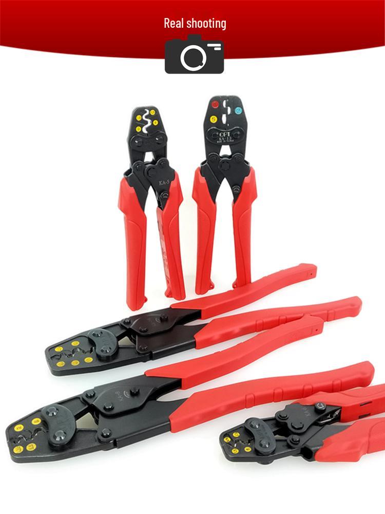 Labor-Saving Ratchet Crimping Pliers with Bare Terminal Nipple Cap, Model KA5-6