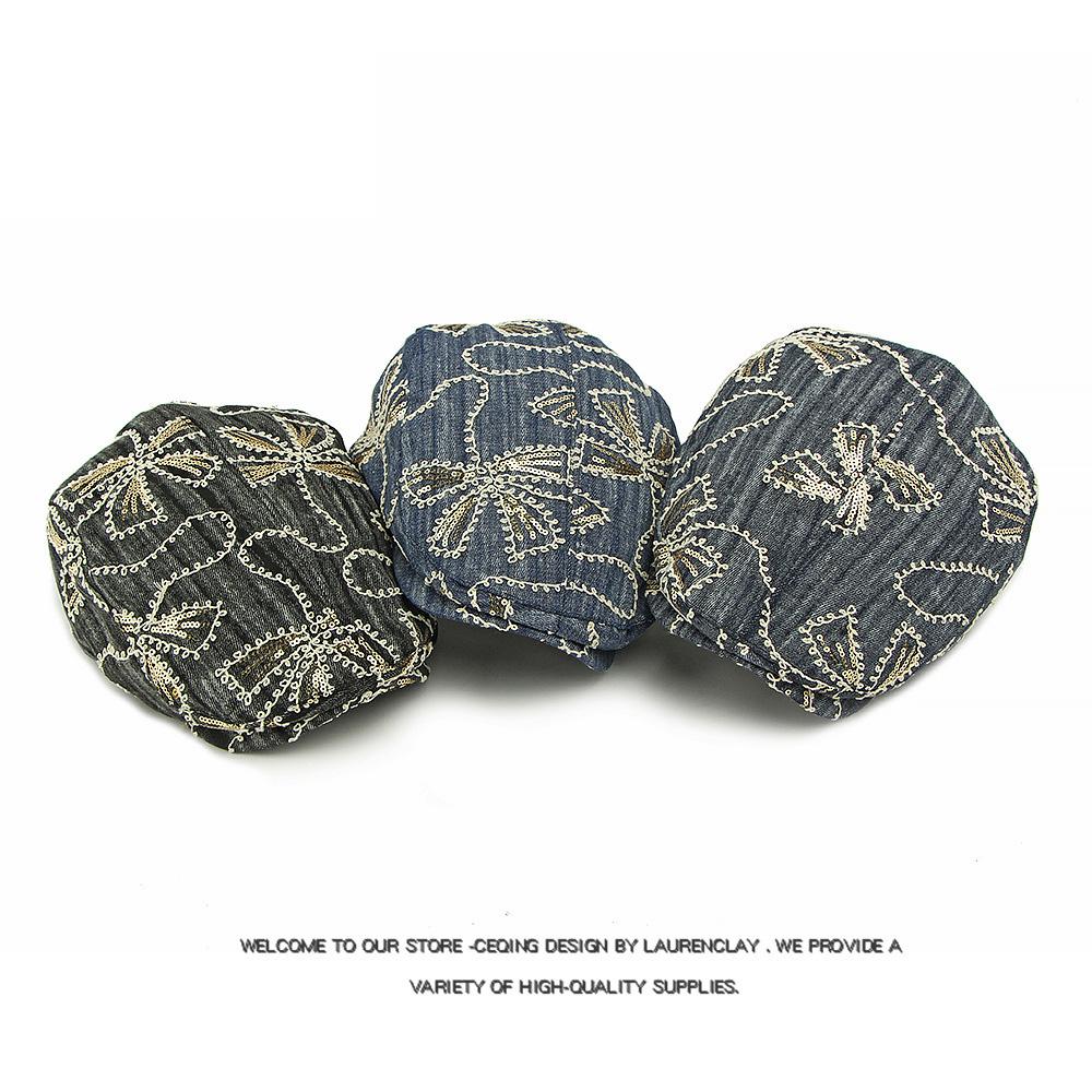 Sequin Beret Women British Vintage Forward Hat Peaked Cap