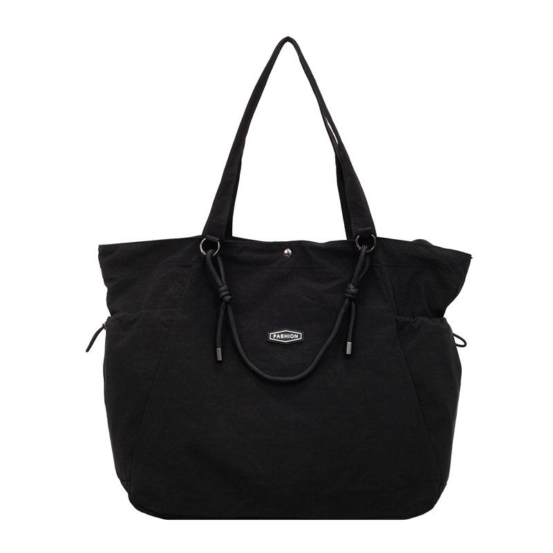 Japanese solid color nylon shoulder bag new large-capacity casual tote bag versatile foreign style student make-up bag