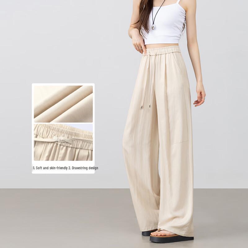 Drapey High-Waist Wide-Leg Ankle Pants L