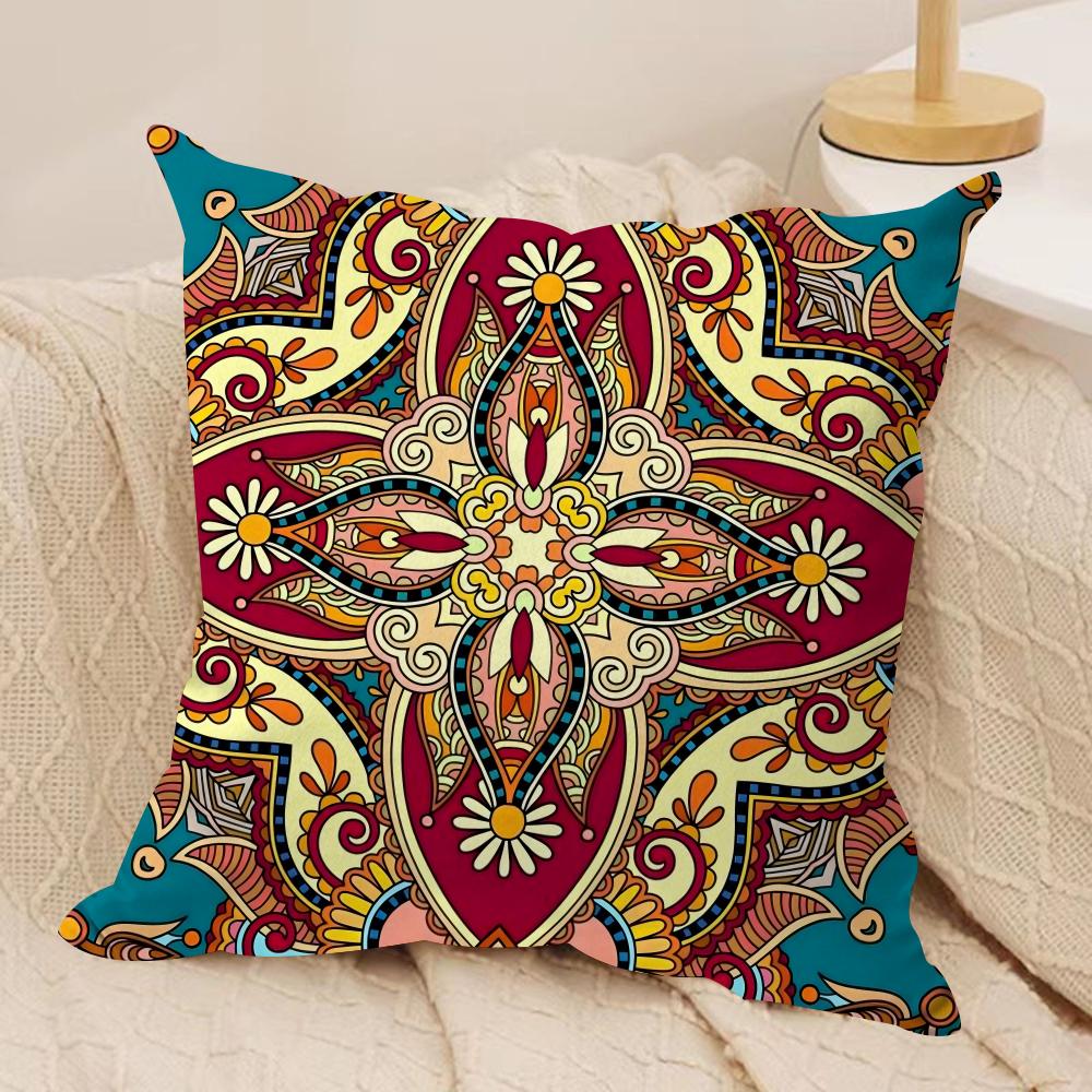Bohemian Ethnic Decorative Cushion Cover Silky Short Plush Double-Sided Printed Pillow Case for Sofa All Seasons Home Decor Gift