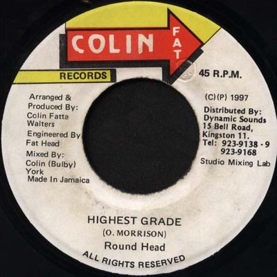 Disque 7 pouces TÊTE RONDE - Qualité Supérieure AUCUN Colin Fat Recor 1997 Jamaïque Reggae, Ska & Dub Occasion