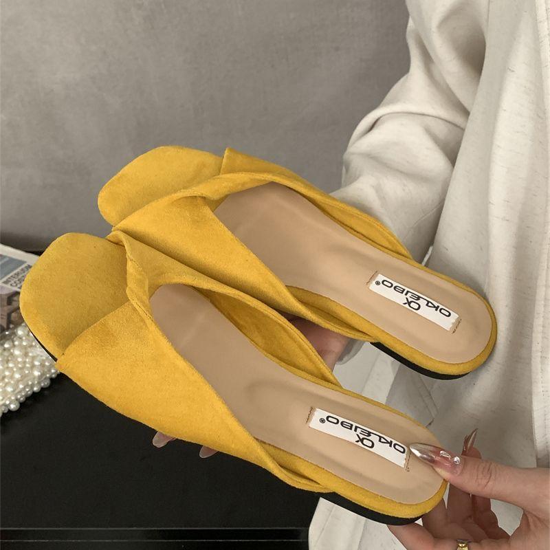 

Sexy Red Twisted Square Open Toe Slides Women s Designer Slip-On Mules Dress Slippers Ladies Flat Party Prom Slippers 35