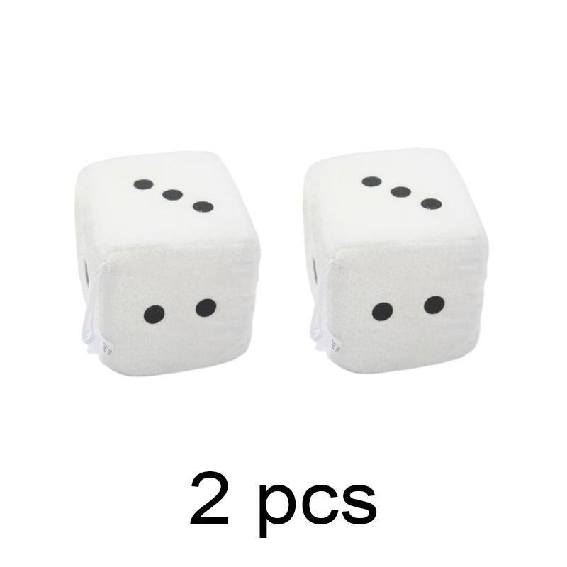 2x Car Dice Ornament Rearview Mirror Hanging Ornaments Car Styling Plush Fuzzy Dice Decoration Auto Interior Accessories Pendant