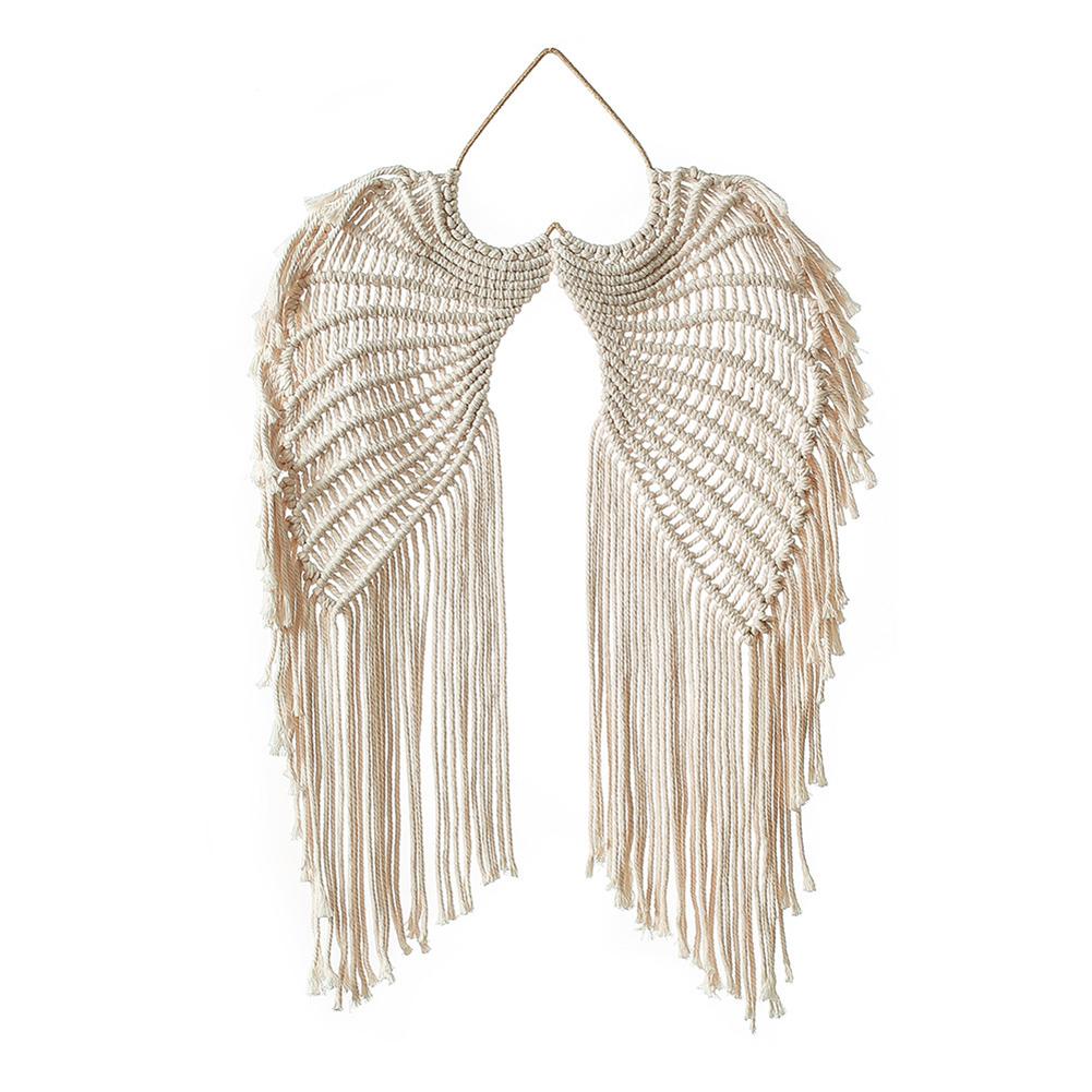 

Cotton Thread Woven Wall Hanging Boho Style Angel Wing Minimalist Tapestry For Apartment Bedroom Living Room Home Decoration 44x68cm