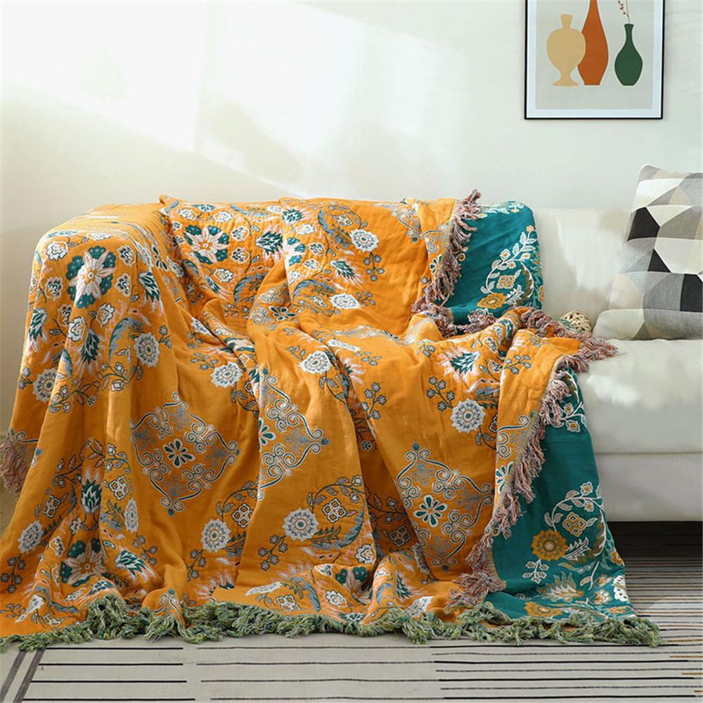 Double-Sided Jacquard Yarn-Dyed Sofa Towel, Cover Blanket, Cotton Gauze, High Quality, Four Seasons