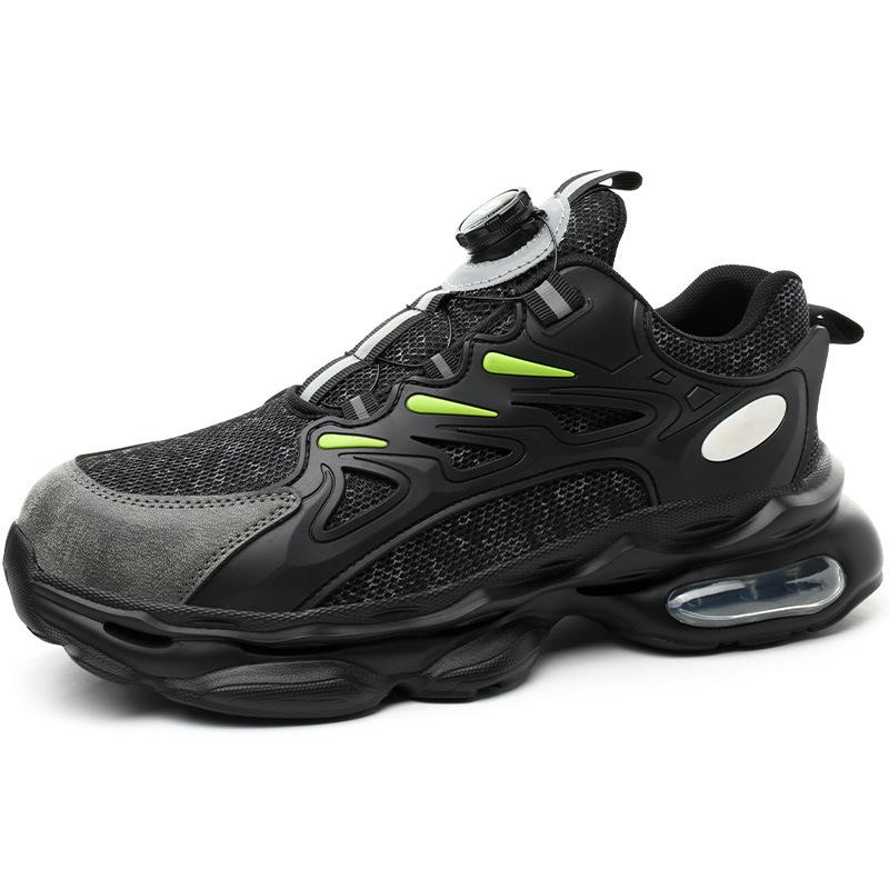 

Men Safety Boots Air Cushion Rotating button shoes Male Anti smash Work puncture Indestructible air cushion Protection Boot 36