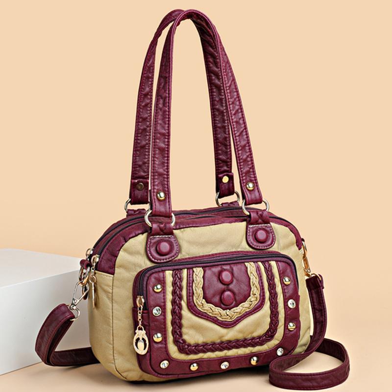 

Высококачественные женские сумки из мягкой кожи, роскошные маленькие женские сумки на плечо, повседневная женская сумка-тоут, дизайнерская сумка-мессенджер с заклепками