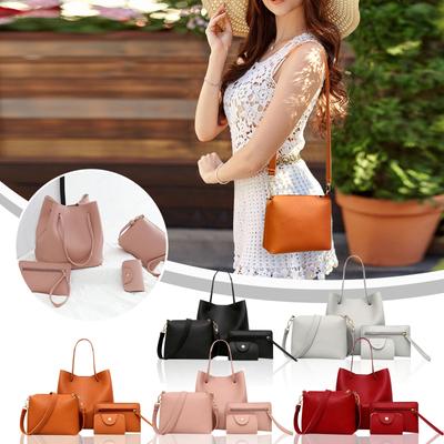 4 Pieces Women Bags Set Stylish Female Wallet PU Leather Shoulder Messenger Tote Bag Fashion Decor Accessory