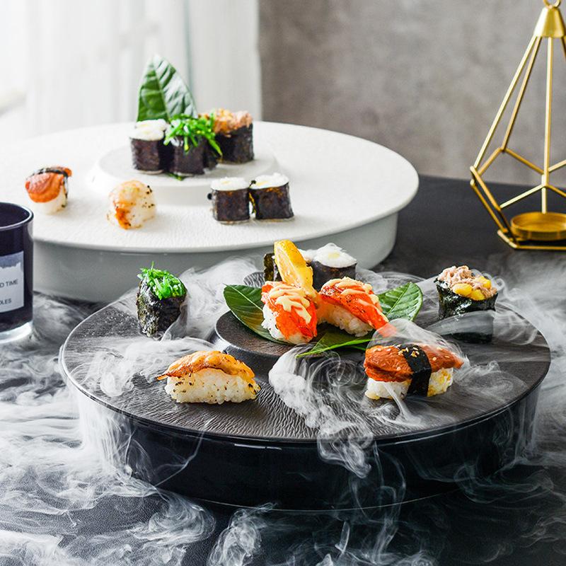 Japanische Kreative Trockeneisplatte Keramik Hotel Clubhaus Sashimi-Platte Künstlerische Konzeptplatte Meeresfrüchte Sushi High-End Eisplatten-Set