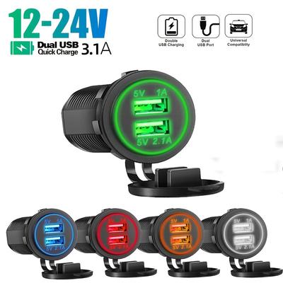 Dual USB Auto Ladegerät 3,1 A Handy Ladegerät mit LED Wasserdichte Steckdose Geeignet für Fahrzeug Modifikation Ladegerät
