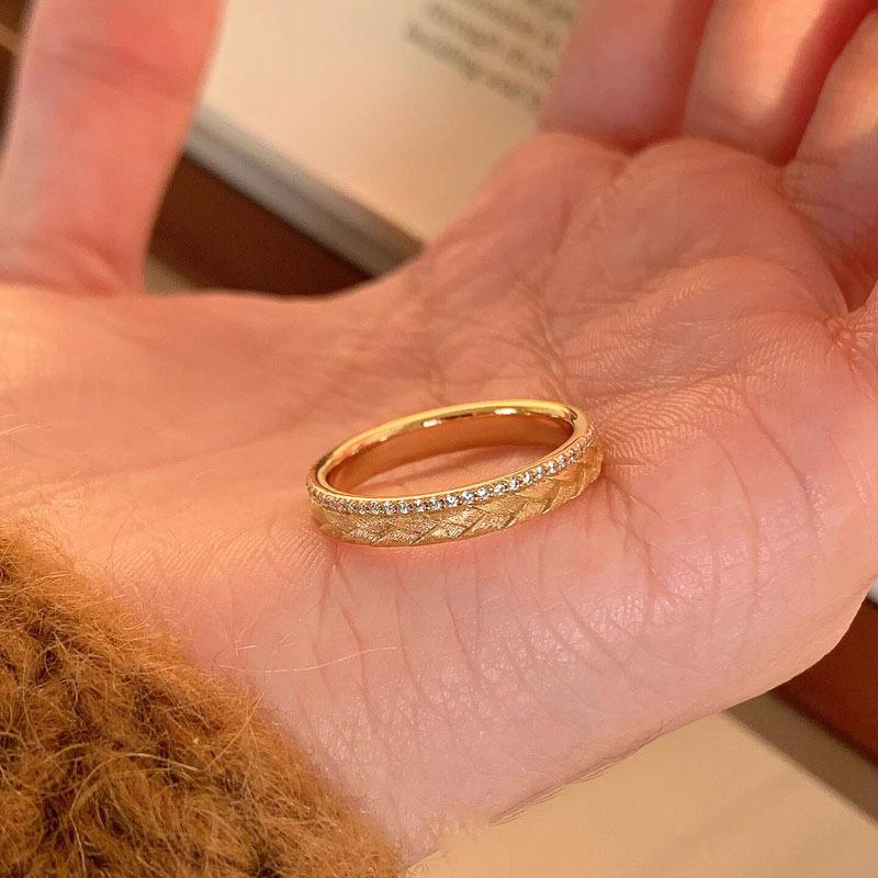 Zircon leaves asymmetrical pattern open ring women's niche design high-end index finger ring fashion light luxury jewelry