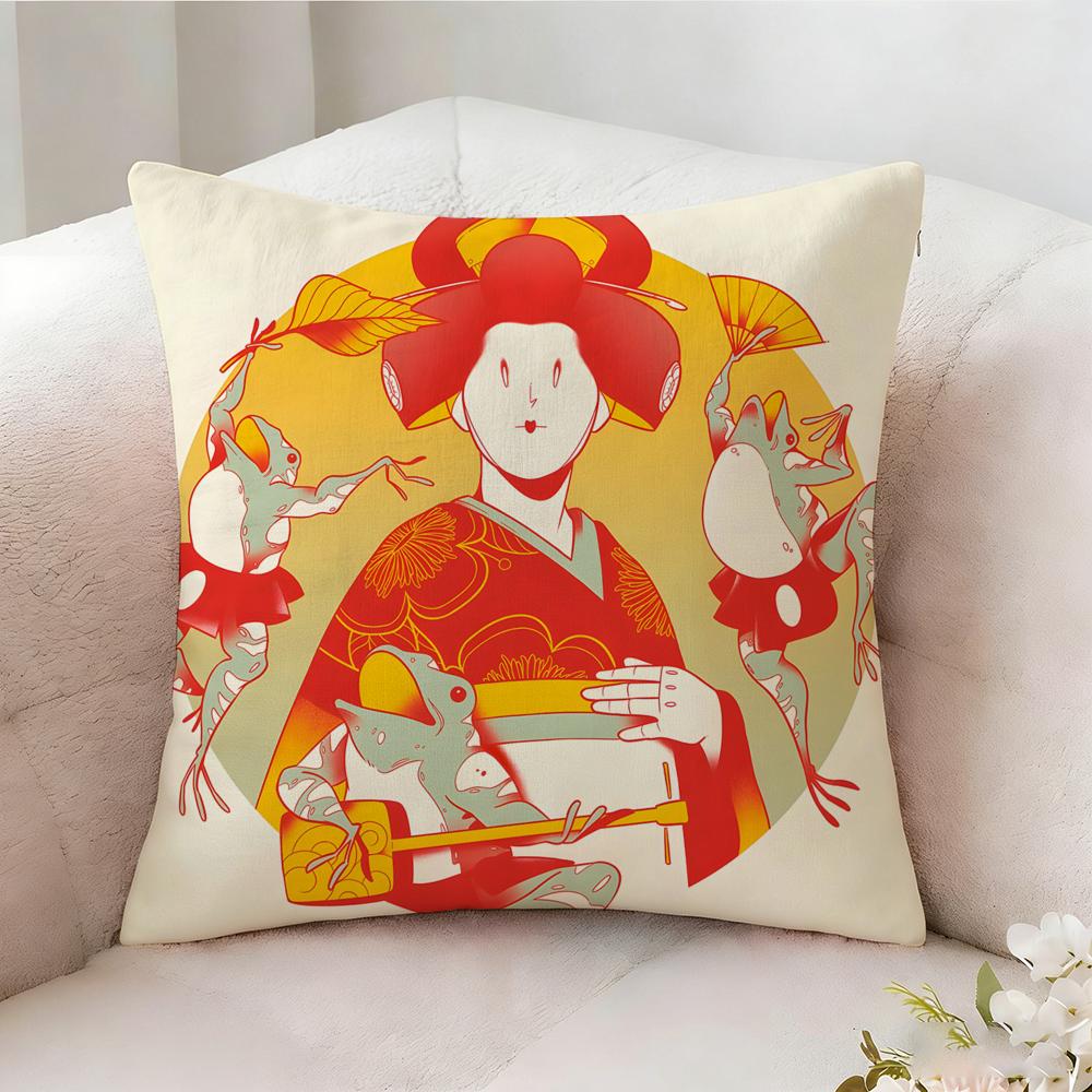 Retro Japanese Style Prints Pillow Case Pillowcase Doublesided Printed Sofa Cushion Bedroom Headboard Pillow
