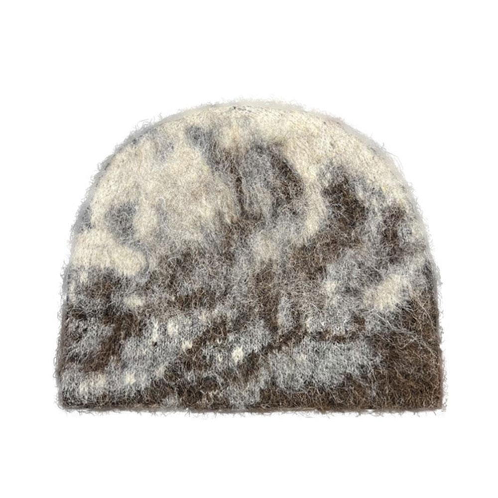 

Ins Style Fluffy Woolen Blend Knit Hat Outdoor Ear Protection Skull Beanie Cap Mixed Color Pullover Knitted Hat Soft Pile Hat One Size коричневый