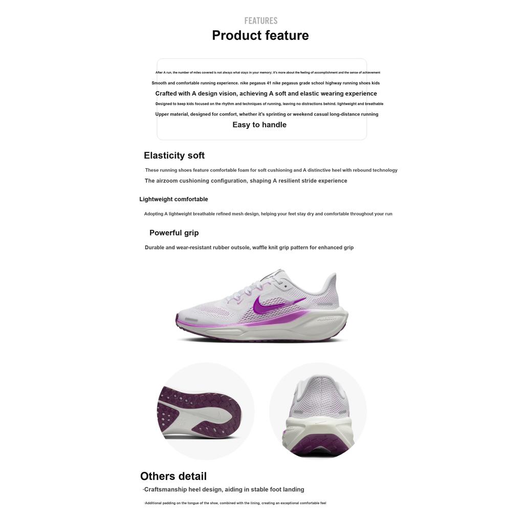 Nike Air Zoom Pegasus 41 GS White Hyper Violet Kids Sneakers Purple Black Beyond-Pink FN5041-104