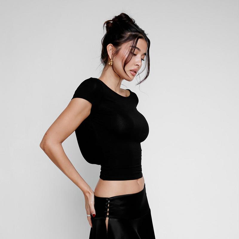 

O-neck Short-sleeved Halter Women s T-shirt L чорний