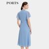PORTS Women's Spring 2026 Sky Blue Tie-Neck Midi Dress