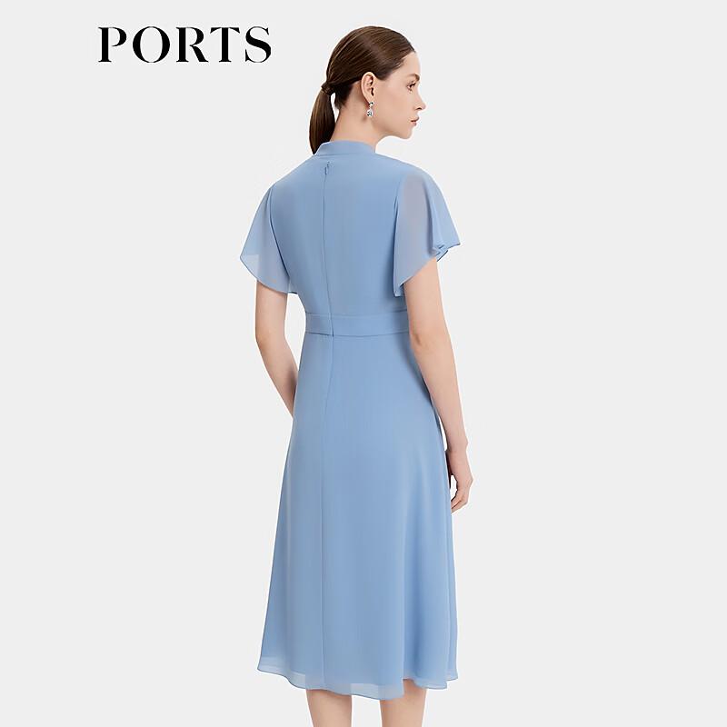 PORTS Women's Spring 2026 Sky Blue Tie-Neck Midi Dress