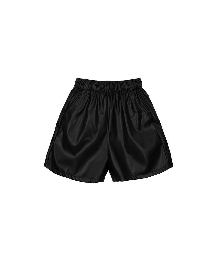 PINK PINEAPPLE Synthetic Leather Shorts_Black