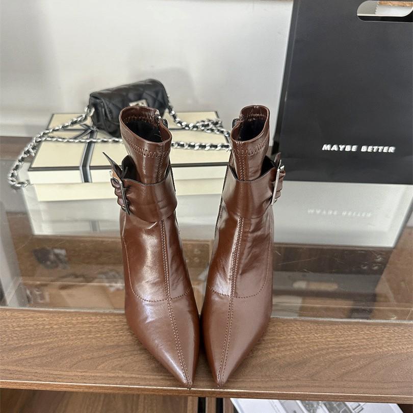 Autumn and winter new foreign trade small square head high heel fine heel European and American fashion western women's short boots boots