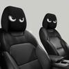 2PCS Funny Slanted Eyes Cartoon Print Car Headrest Cover for Halloween Christmas Holiday Automobile Interior Decoration