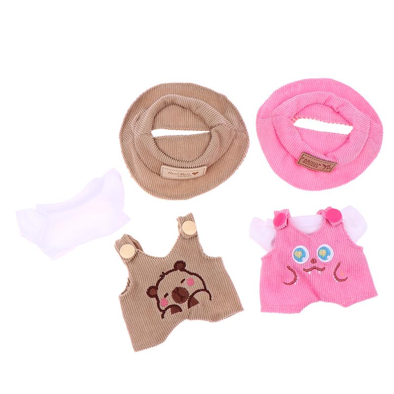 For 17cm Labubus Doll Clothes Accessories White Shirt Hat Animal Overalls Set