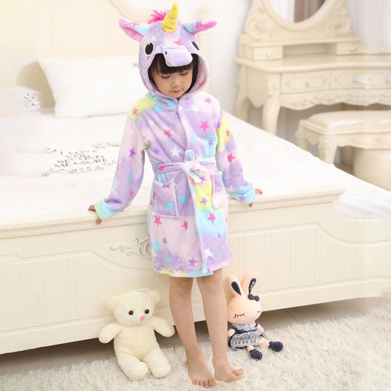 Soft And Cozy Unicorn Kids Bathrobe For Girls Boys Sleepwear Nightwear