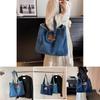 New Korean Style Denim Bag Women Harajuku Lazy Fashion Large Capacity Shoulder Bag Japanese Casual College Student Backpack Street Trend Deep Blue