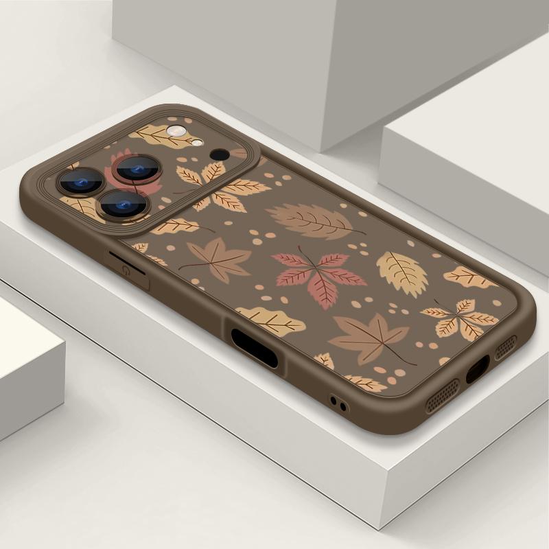 Husă Moale pentru Telefon Frunze de Toamnă Pentru iPhone Air 17 16 15 14 Pro Max 13 12 Pro Max 11 16e Silicon Antișoc Culoare Bomboană TPU Silicon Husă
