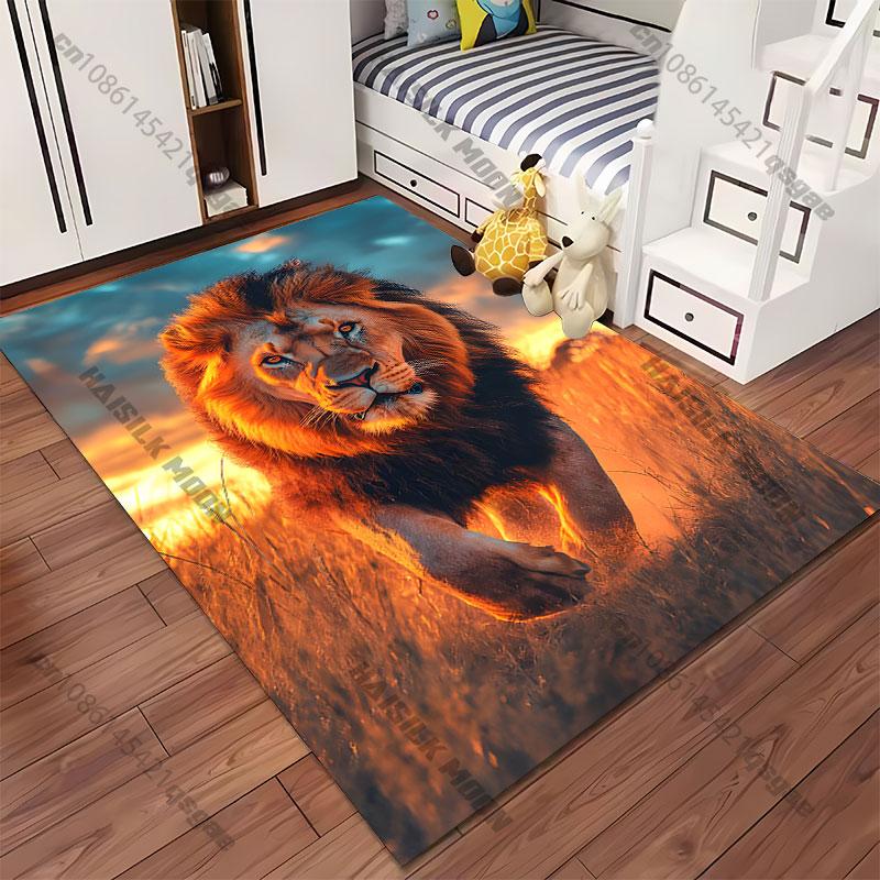 Majestic lion in golden sunset carpet Yoga living room room decor children's crawling mat doormat area rug games mat