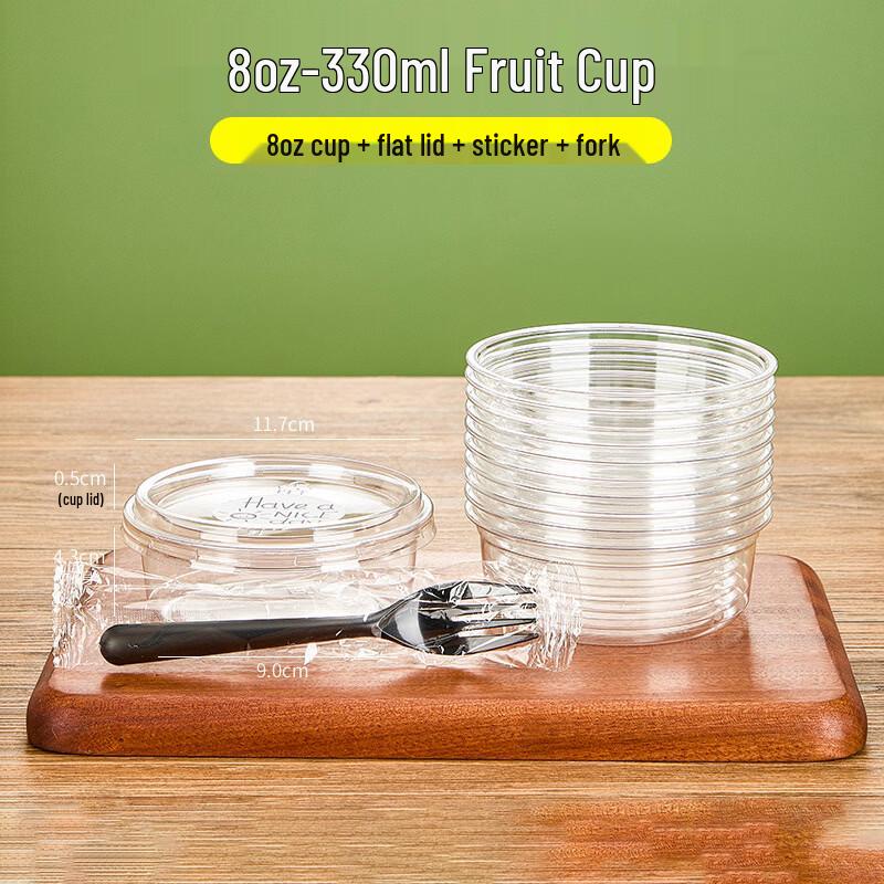 8oz Disposable Plastic Fruit Cup Set 8oz