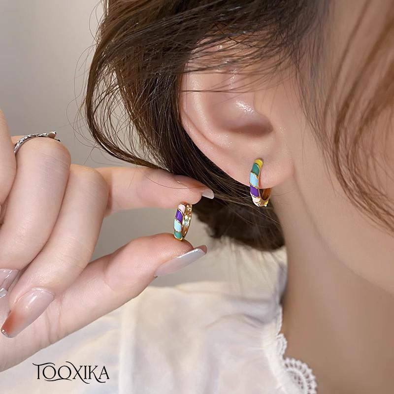 

Tooxika нишевый дизайн, серьги-кольца с цветной глазурью и эмалью для женщин, высококачественные ретро-серьги