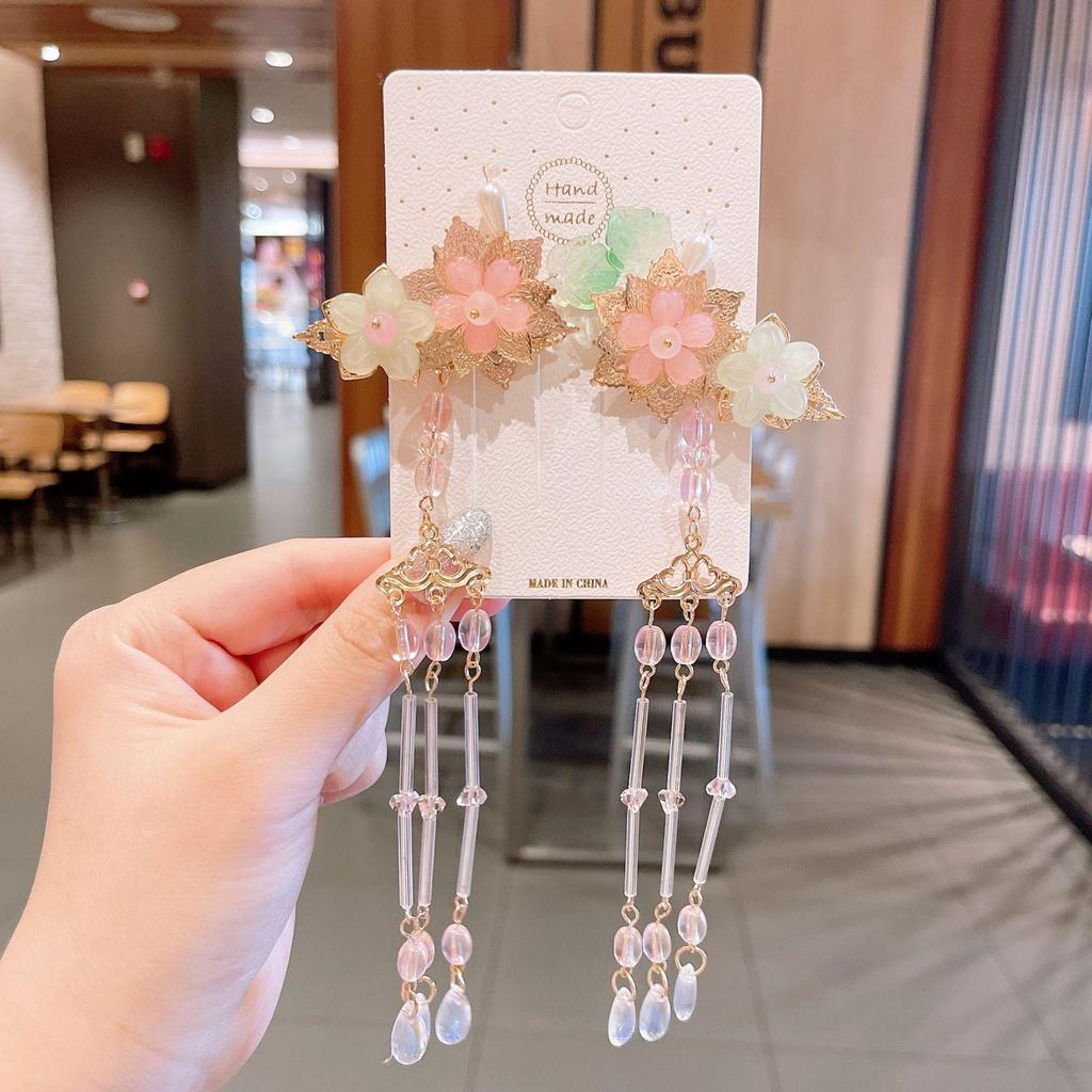 Chinese Style Hanfu Hairpin Set for Girls - Includes Hair Clips, Swaying Tassels, and Butterfly Accessories
