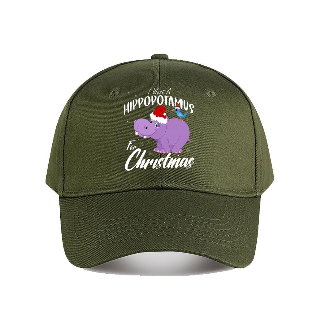 Christmas Hippopotamus Santa Hat Blue Bird Baseball Cap Fashion Unisex Sunhat Womens Outdoor Sports