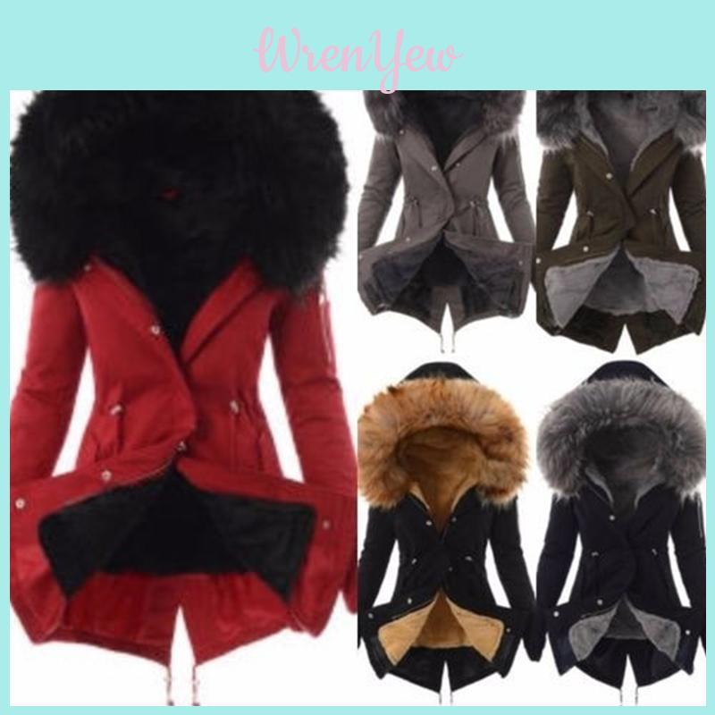 Luxuriously Warm Winter Womens Parka Outwear Military Hooded Coat With Fur Lining