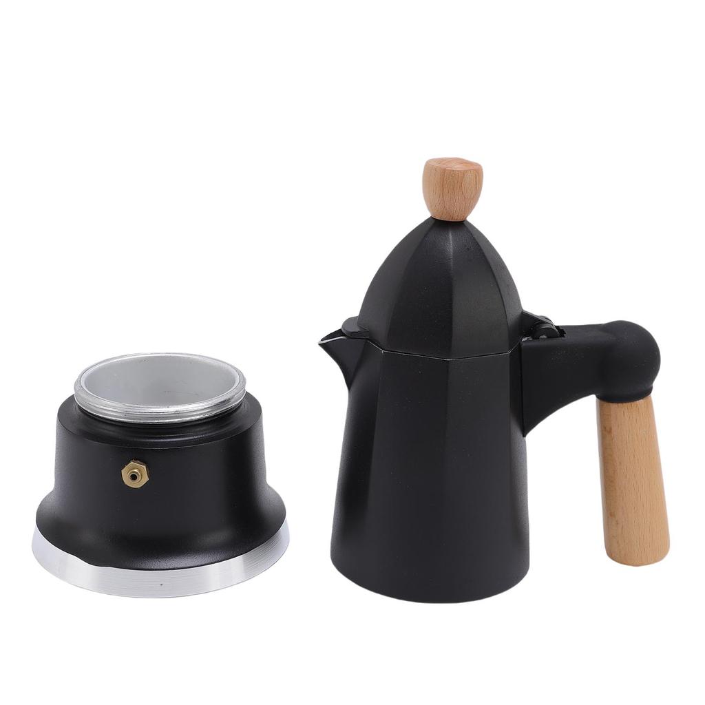 Stovetop Coffee Maker 3 Cups Single Valve Aluminum Alloy Percolator Coffee Maker Pot with Wooden Handle for Home Use