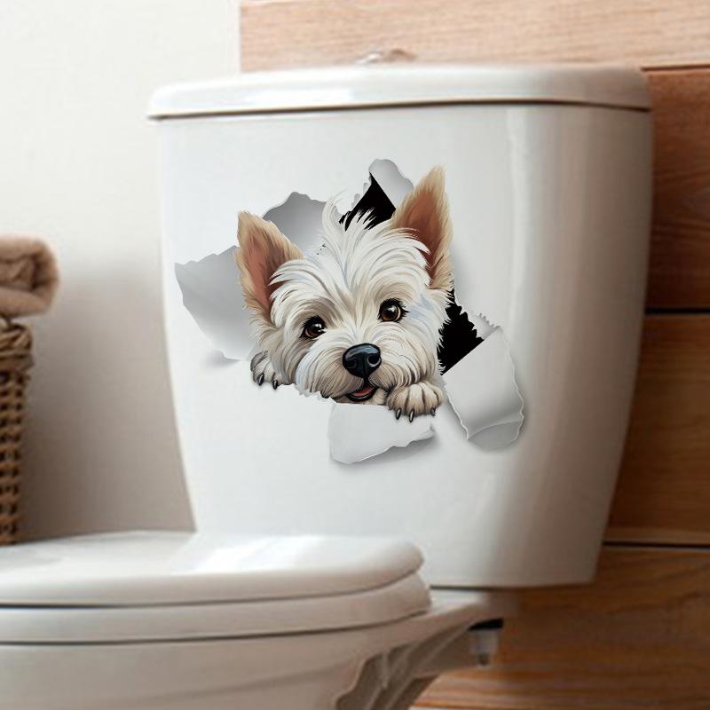 Cartoon Cat Toilet Sticker Bathroom and Bathroom Beautification Decoration Toilet Lid Waterproof 3D Self-Adhesive Sticker