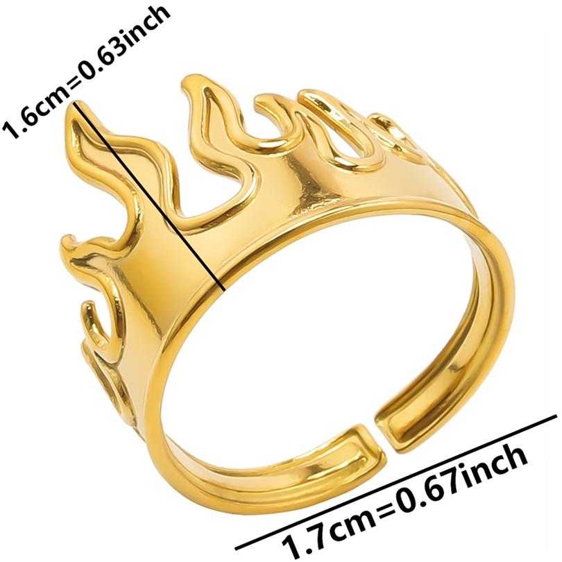 Fire Ring Adjustable Finger Jewelry Stainless Steel Rings For Women Men Accessories Rainbow/Silver/Gold Color Bague Gift