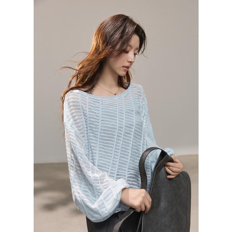MiXiu Women's Lace Detail Loose Knit Top