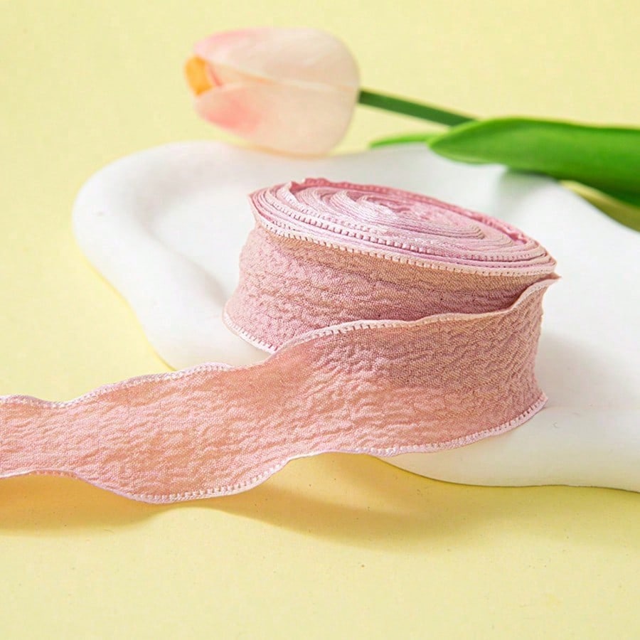 10 Yards/Roll 0.98inch Ruffle Lace Pleated Ribbon, Flower Bouquet Cake Packaging Ribbon, DIY Handmade Materials