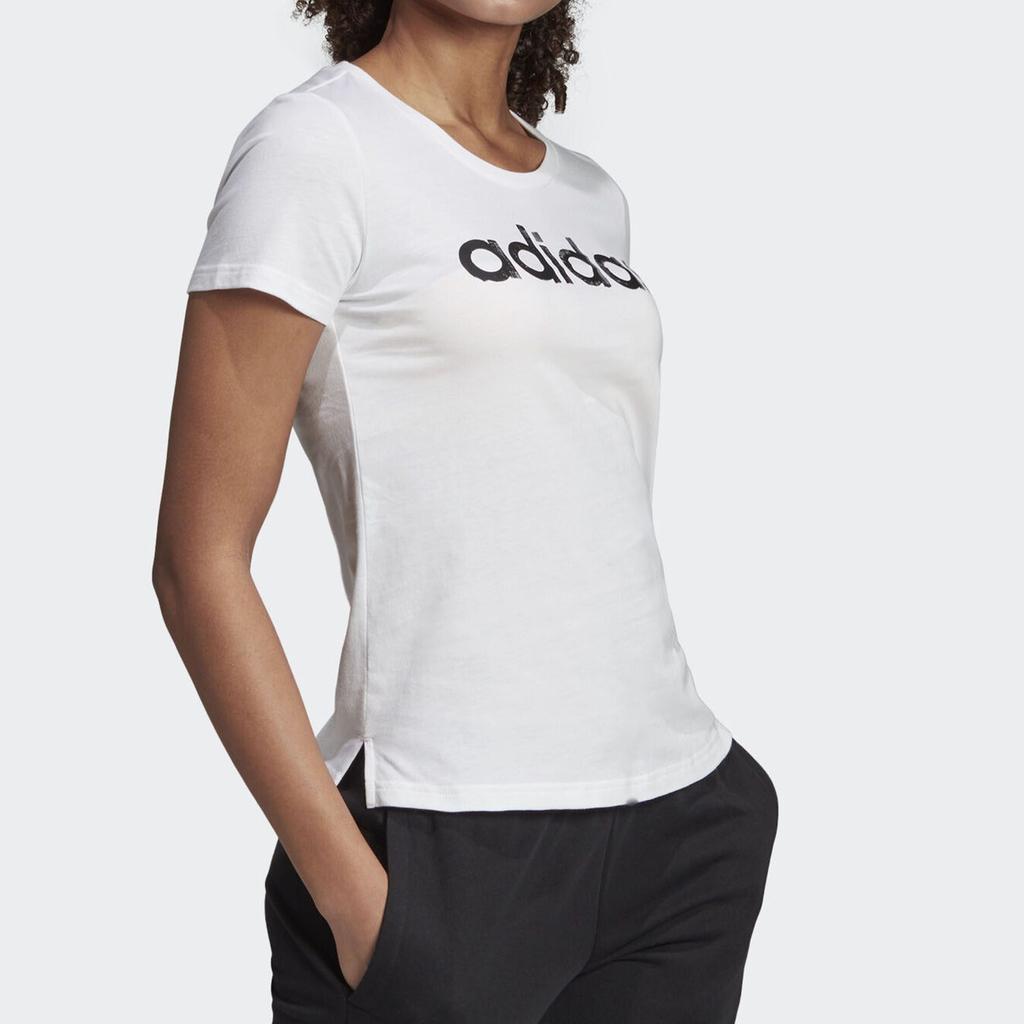 adidas T Shirts Women's White Crew Neck Moderate Straight Fit EI4559